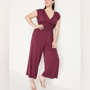 🆕 3X • Old Navy • Plum Waist-Defined Shirred  Jumpsuit